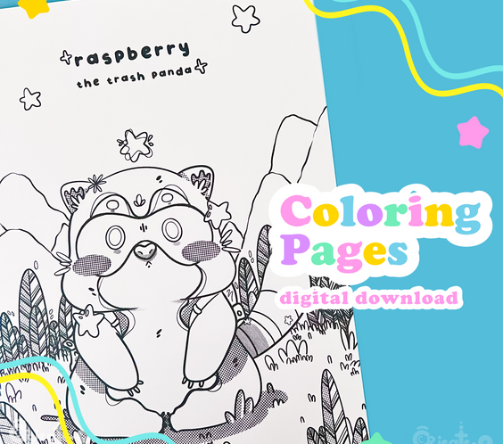 Raspberry the Trash Panda Coloring Pages | digital download & printable