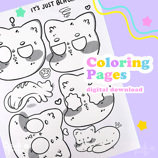 IT'S JUST BLACK CATS | coloring pages, digital download