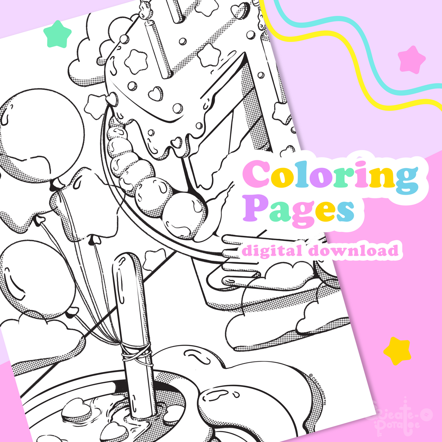 HAPPY BIRTHDAY | coloring pages, digital download