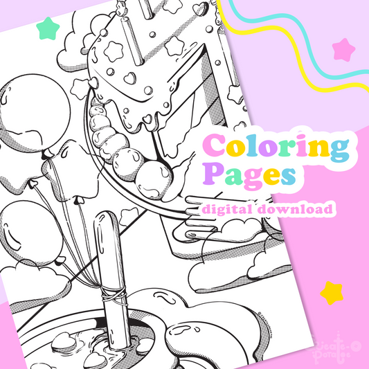 HAPPY BIRTHDAY | coloring pages, digital download