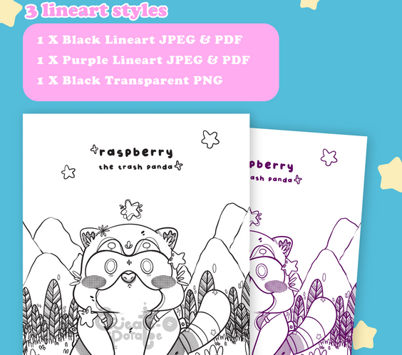 Raspberry the Trash Panda Coloring Pages | digital download & printable
