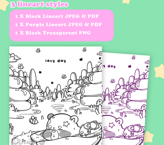 Lazy Day Coloring Pages | Printable & Digital Download