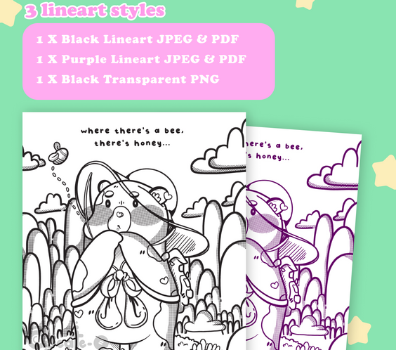 WHERE THERE'S A BEE, THERE'S HONEY | coloring pages, digital download
