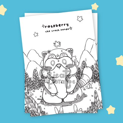 RASPBERRY THE TRASH PANDA | coloring pages, digital download