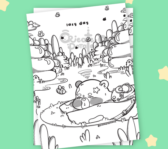 Lazy Day Coloring Pages | Printable & Digital Download
