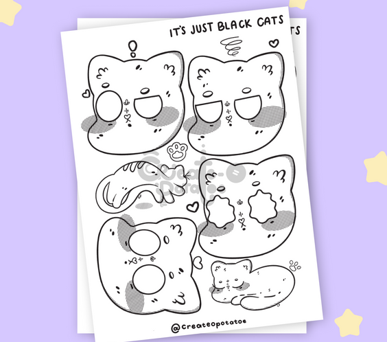 It's Just Black Cats Coloring Pages | Printable & Digital Download