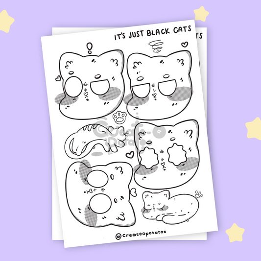 IT'S JUST BLACK CATS | coloring pages, digital download