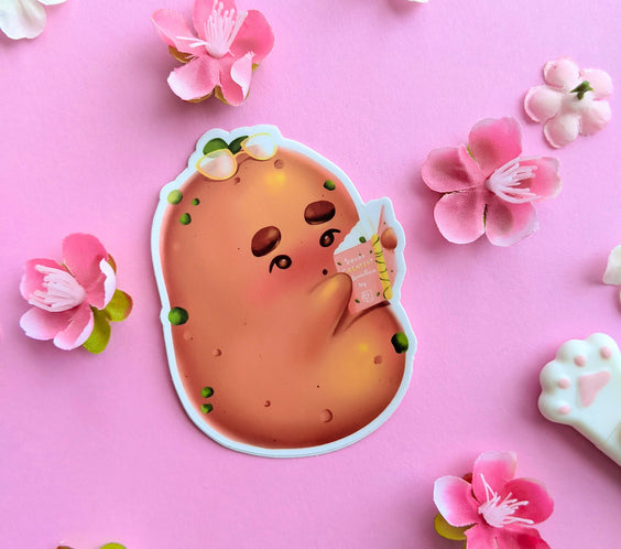 (seconds) (old) Bookwork Potatoe Sticker | Kawaii Die-Cut Vinyl Decal