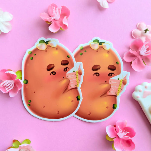(seconds) (old) Bookwork Potatoe Sticker | Kawaii Die-Cut Vinyl Decal