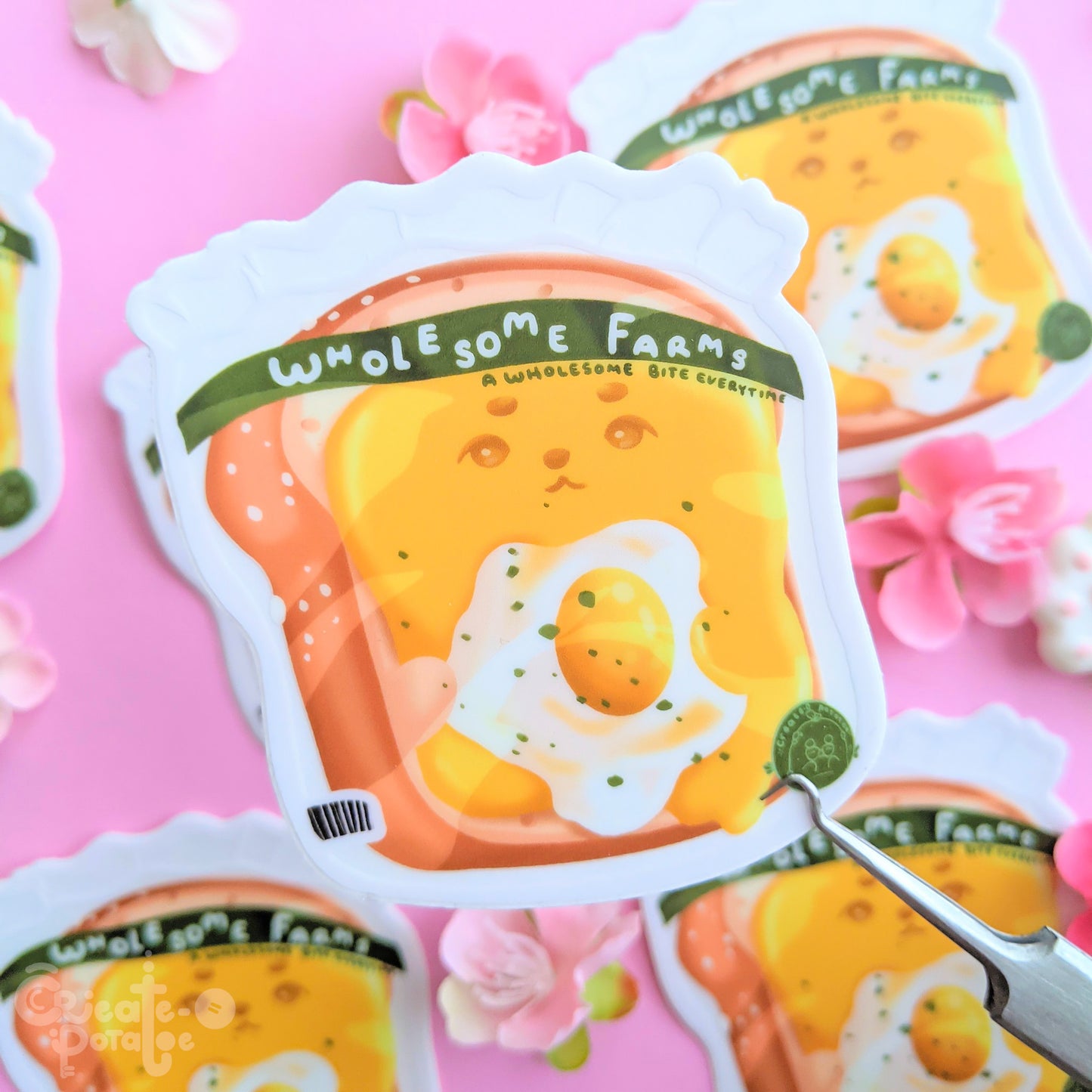 (seconds) Egg Sandwich Clear Sticker | Die-Cut Vinyl Decal