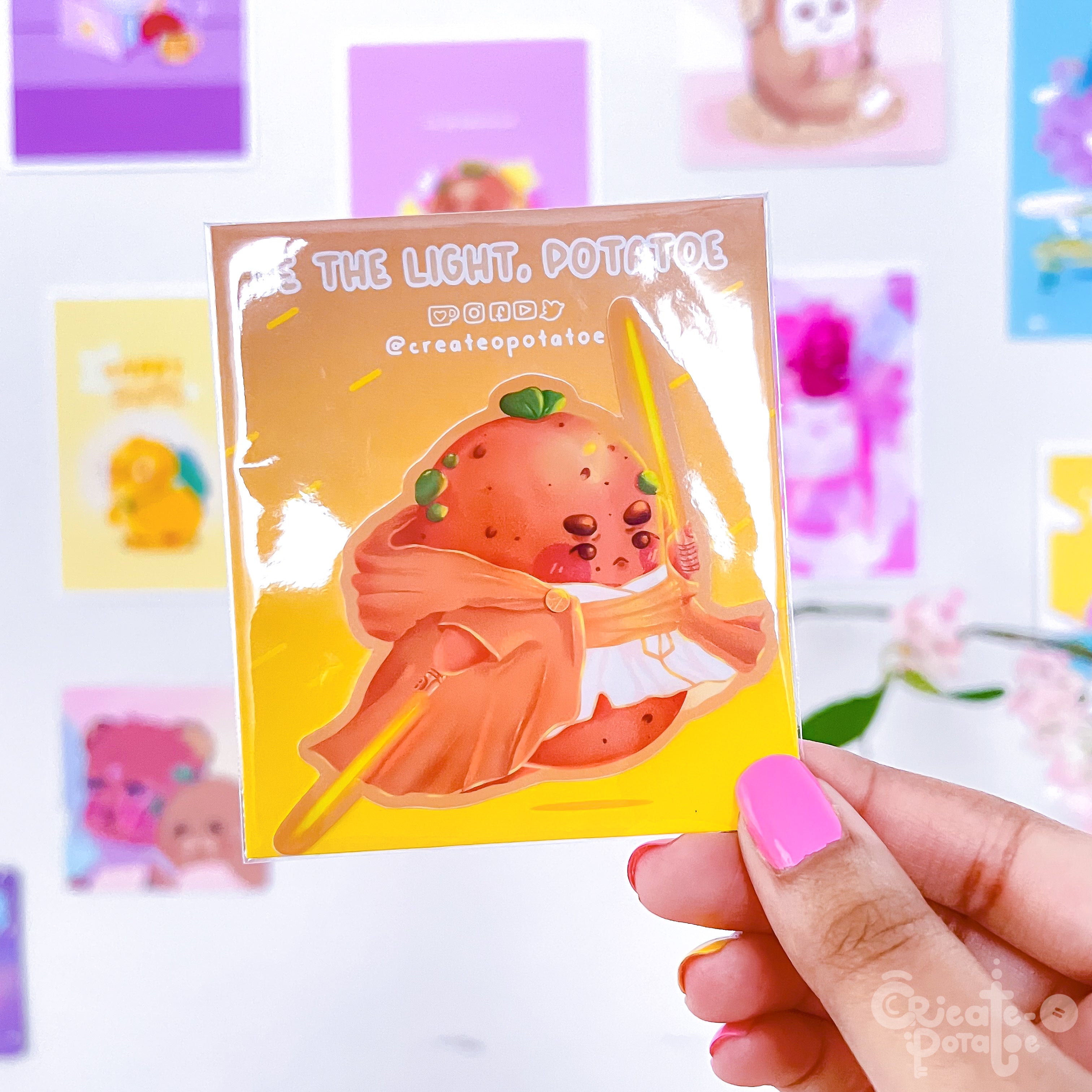 Be The Light, Potatoe Sticker | Kawaii Die-Cut Vinyl Decal