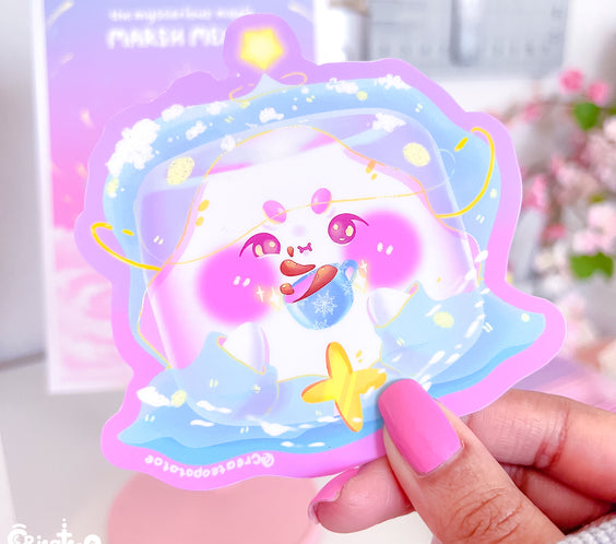 Mysterious Magic Marsh Mello & The Cup | Matte Sticker | Die-Cut Vinyl Decal