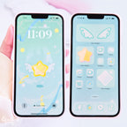 BlueGreen Magical Star Digital Theme | Kawaii Magic Girl iOS, iPadOS, & android theme by Create-O Potatoe®