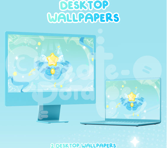 BlueGreen Magical Star Digital Theme | Kawaii Magic Girl iOS, iPadOS, & android theme