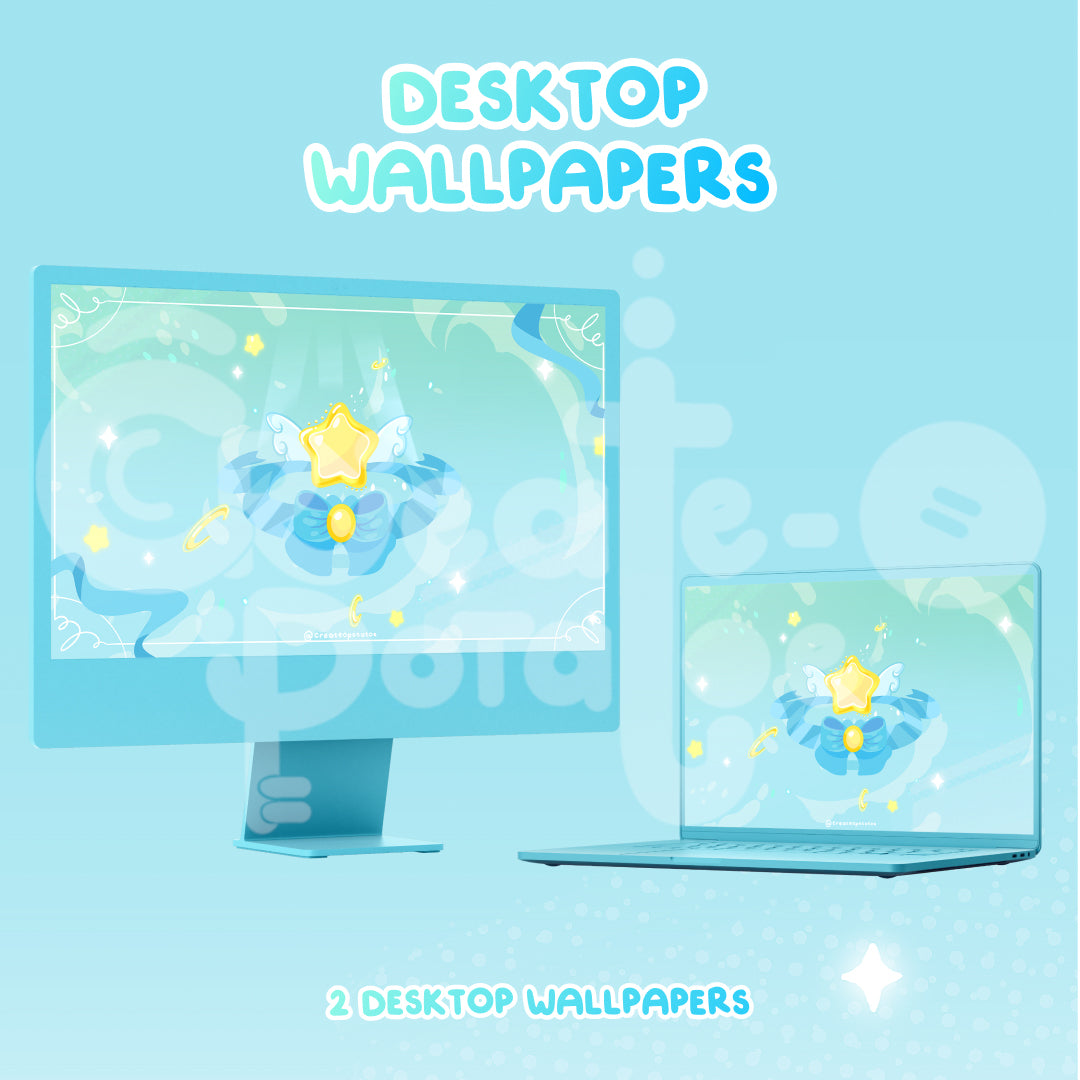 BlueGreen Magical Star Digital Theme | Kawaii Magic Girl iOS, iPadOS, & android theme