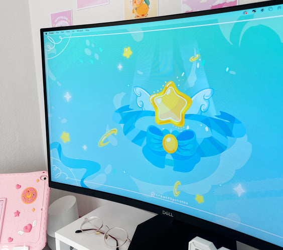 BlueGreen Magical Star Digital Theme | Kawaii Magic Girl iOS, iPadOS, & android theme
