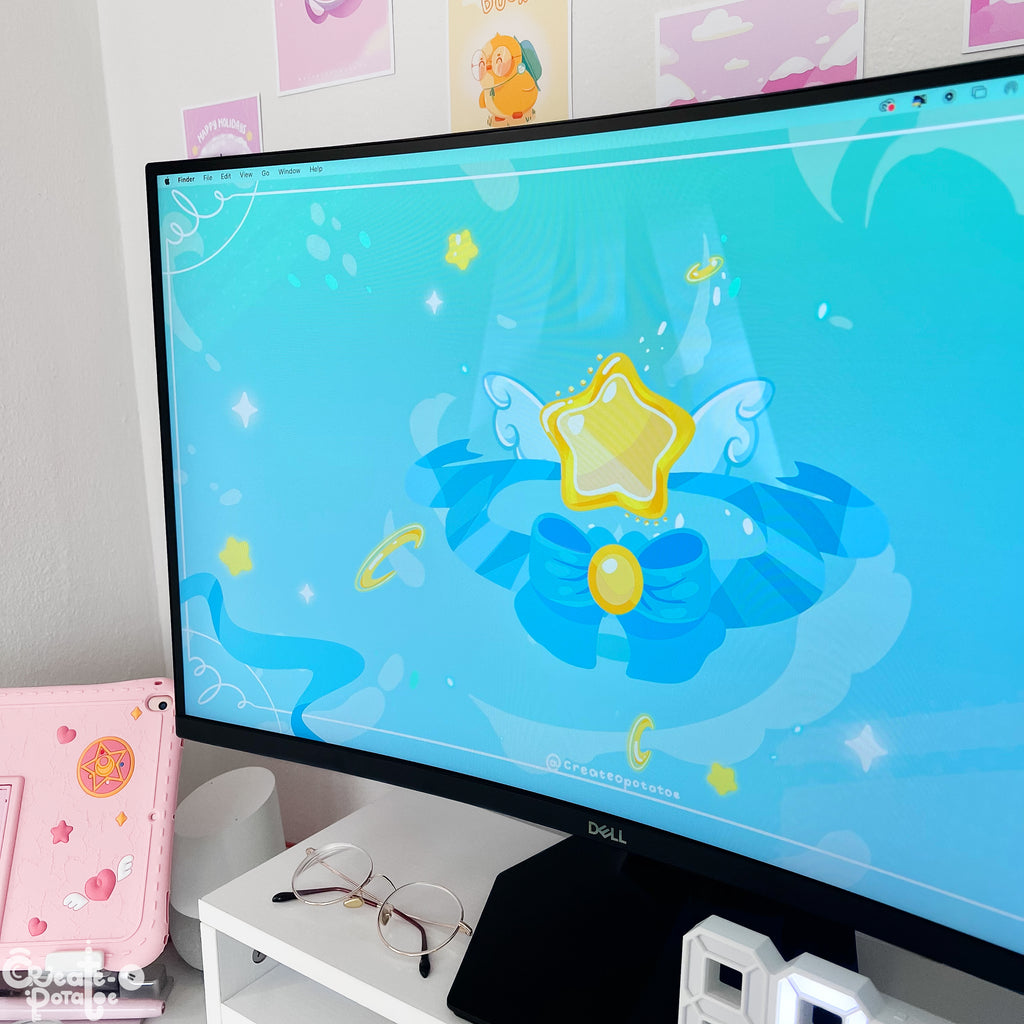 BlueGreen Magical Star Digital Theme | Kawaii Magic Girl iOS, iPadOS, & android theme by Create-O Potatoe®