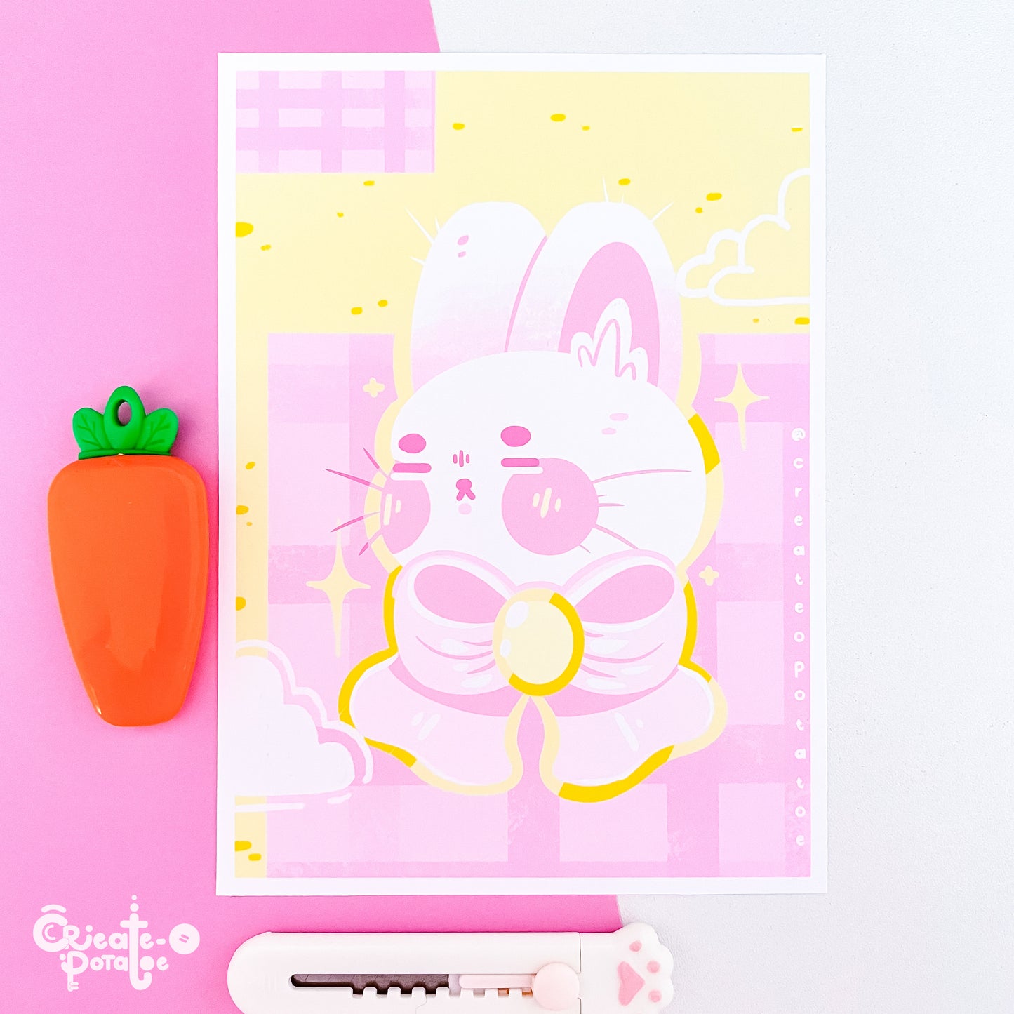 Mr. Bun Bun Art Print | Kawaii Bunny Office & Home Decor