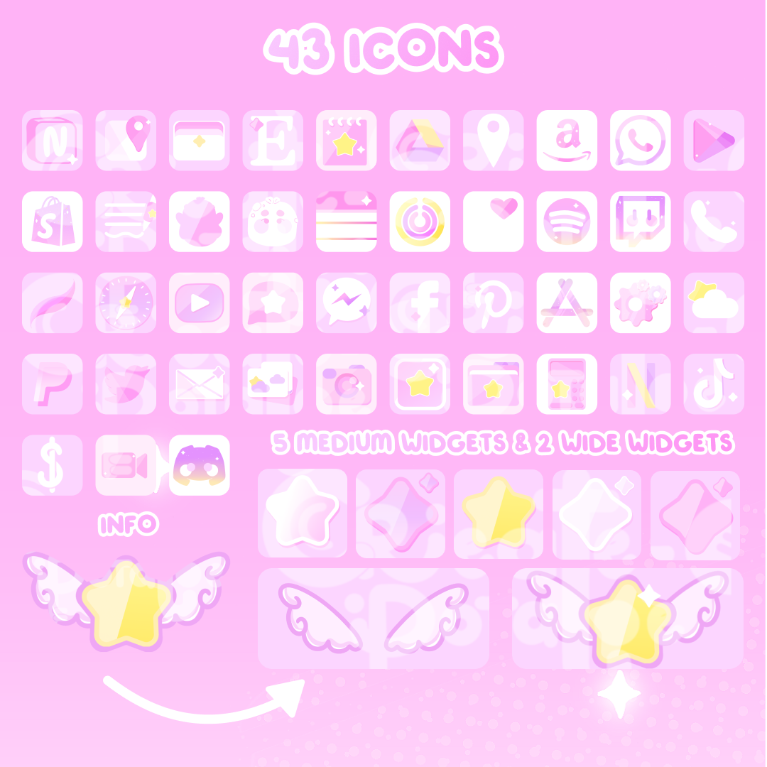 PINK MAGICAL STAR  iOS, iPadOS, & android theme – Create-O Potatoe