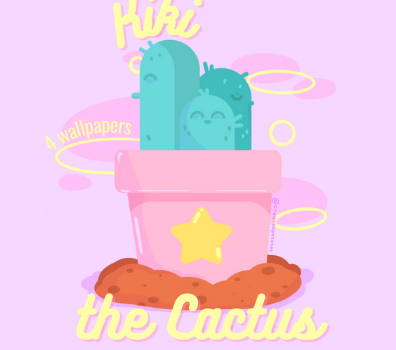 Kiki The Cactus Cute Digital Wallpapers | iOS, iPadOS, & android compatible